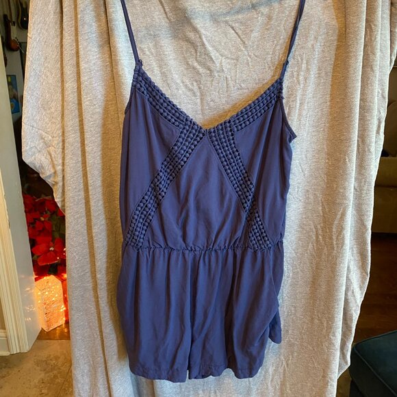 Lulus Navy Blue Pleated Romper SMALL - Picture 4 of 9
